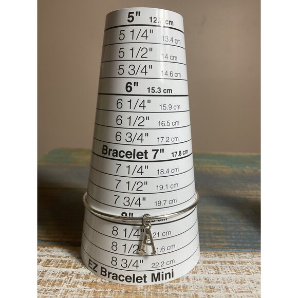 Silver Initial "A" Bangle Bracelet With Charm Silver Womens Jewelry - Picture 2 of 3